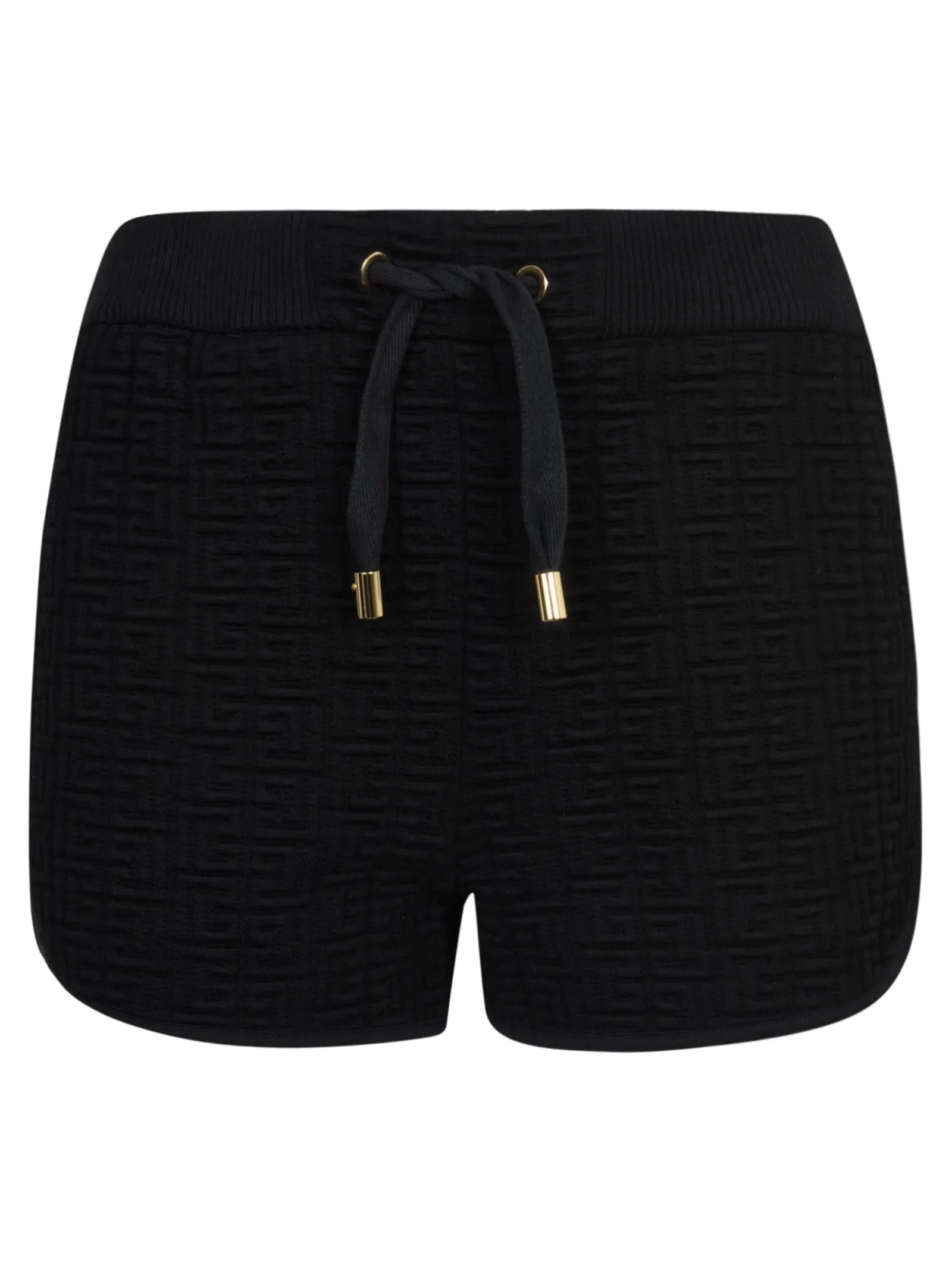 Balmain Quilted-Monogram Drawstring Track Shorts
