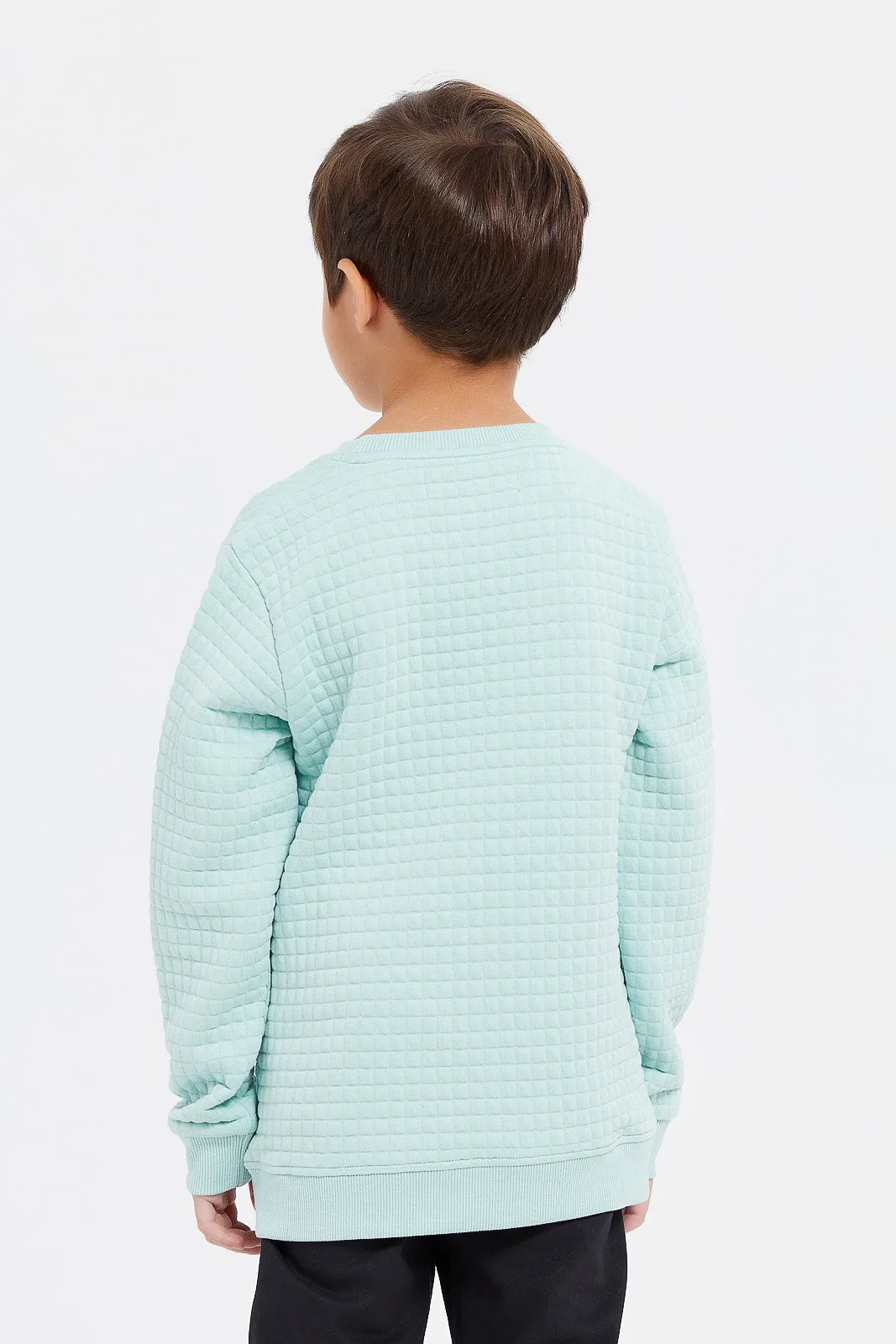 Boys Mint Jacquard Quilted Sweatshirt