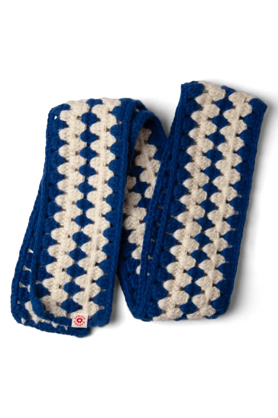 crochet stripe scarf - blue