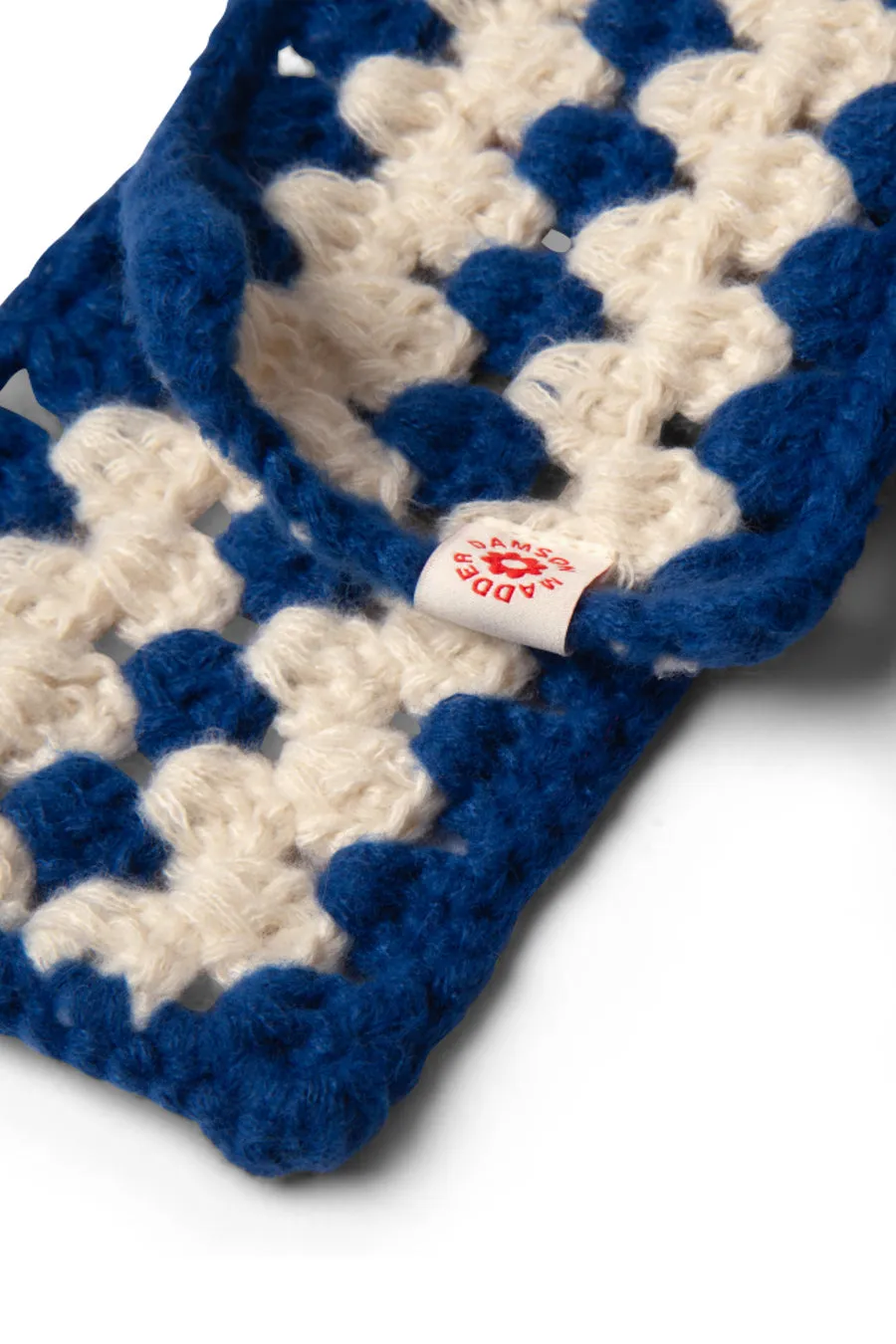 crochet stripe scarf - blue