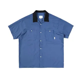 Cuban Collar Vintage Shirt Blue