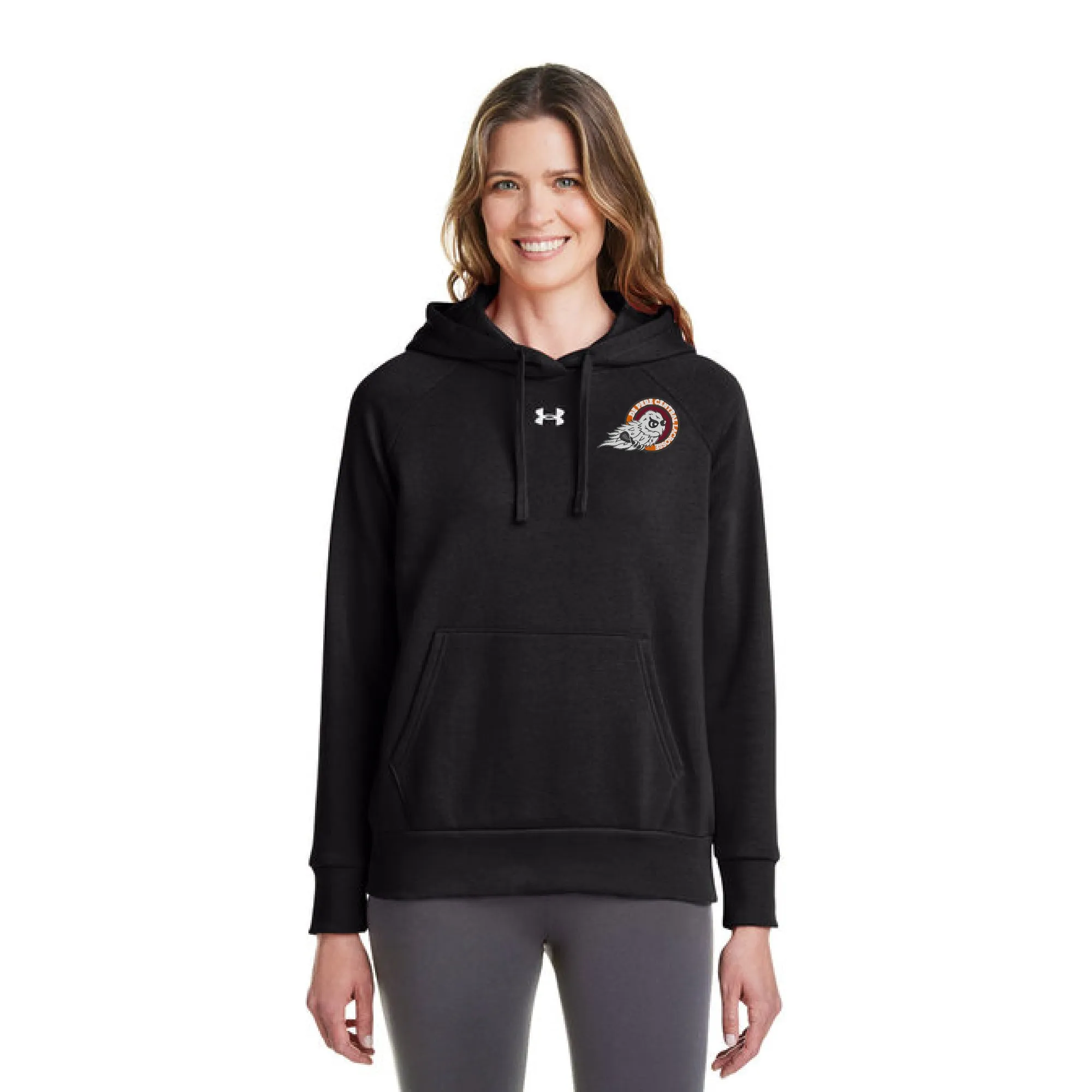 De Pere Central Lacrosse - Black Ladies UA Hoodie - Ghostbirds Logo