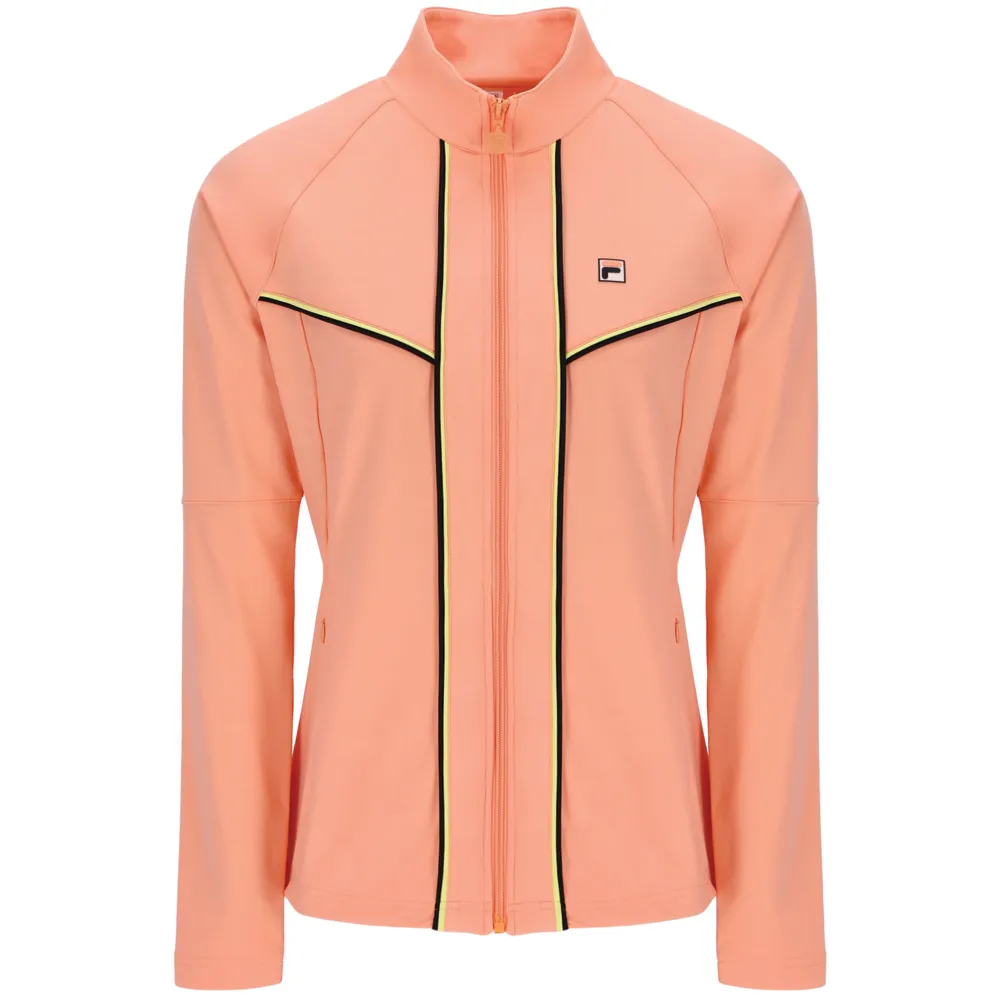 Fila Backspin Tennis Track Jacket (Ladies) - Peach Pink/Canary Yellow/Black