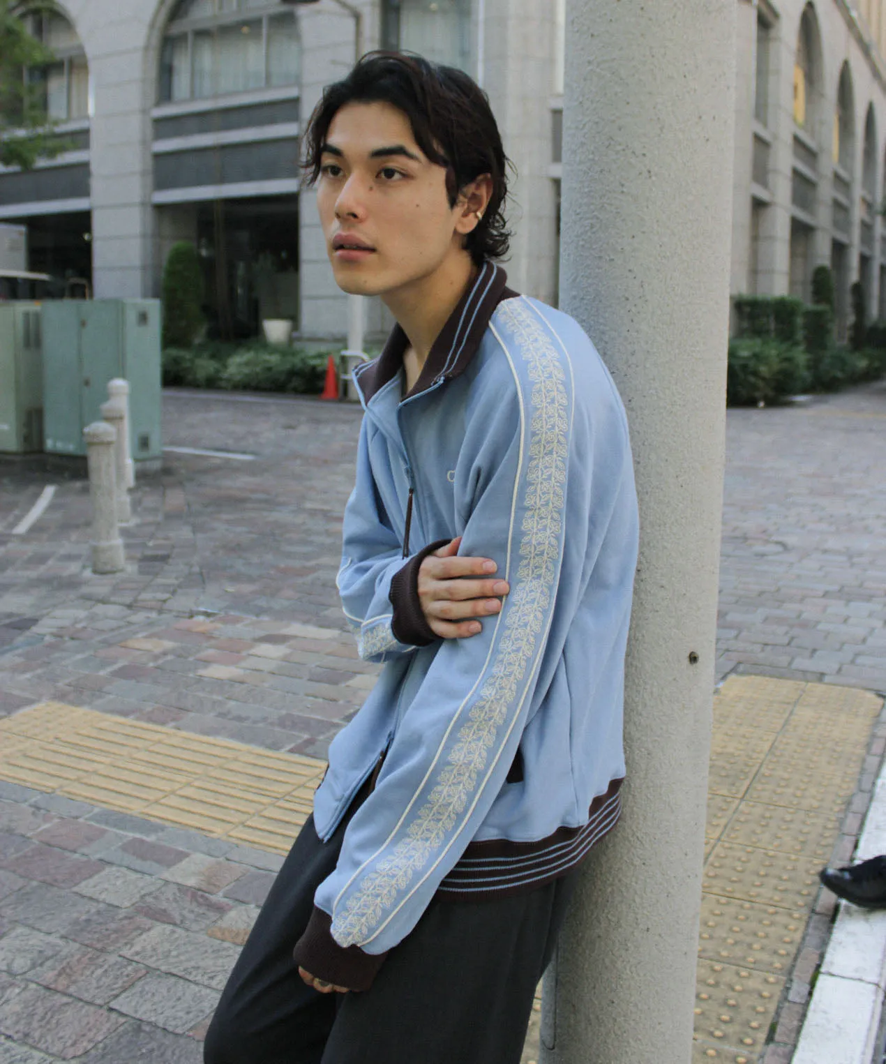 flower embroidery line track jacket