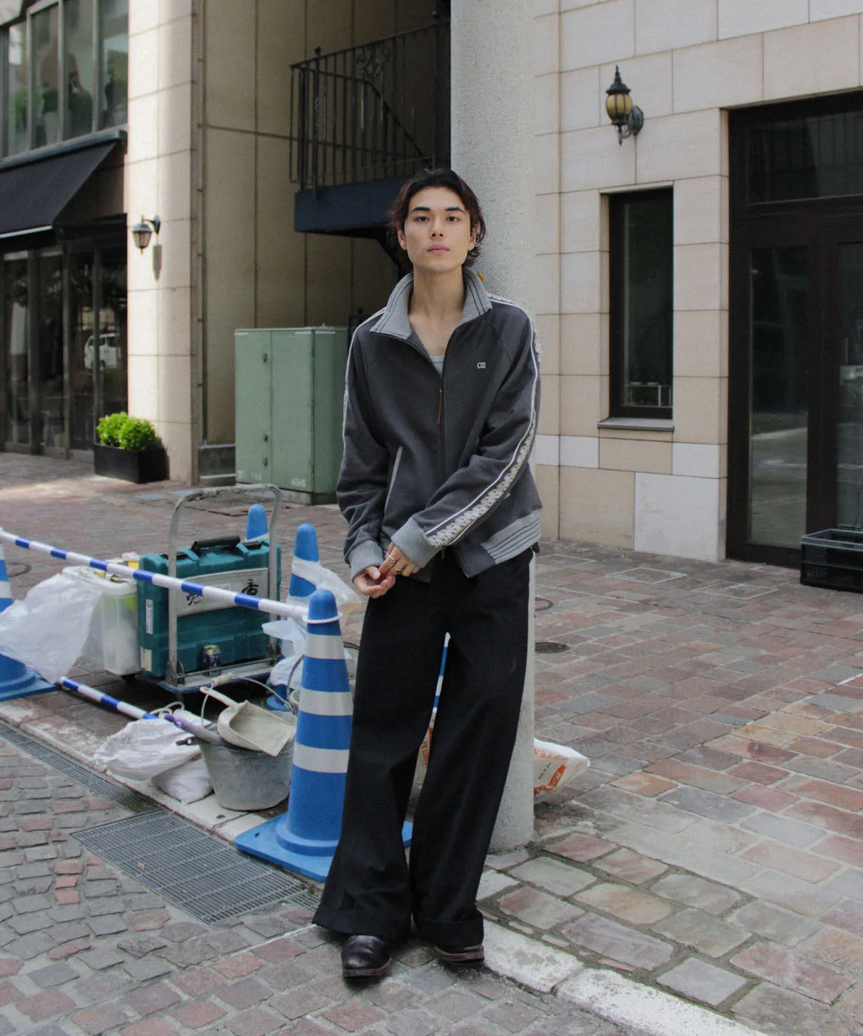 flower embroidery line track jacket