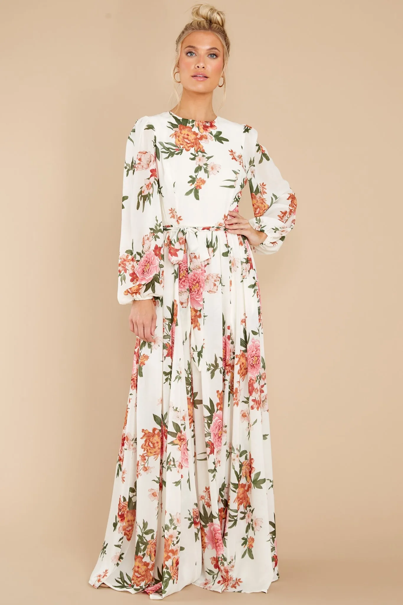 Flowers That Be Cream Floral Print Maxi Dress