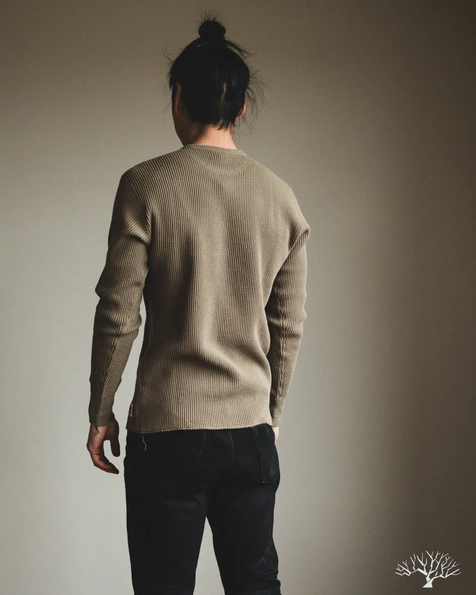 IHTL-1301-OLV - Waffle Knit Long Sleeve Crew Neck Thermal - Olive