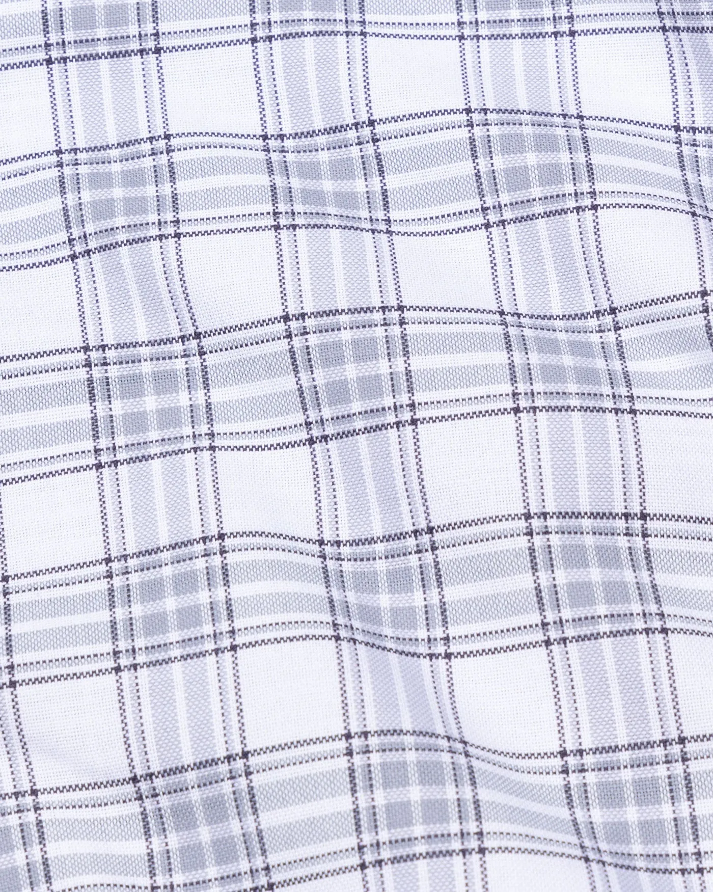 Kentar White Plaid Button Down Cotton Shirt