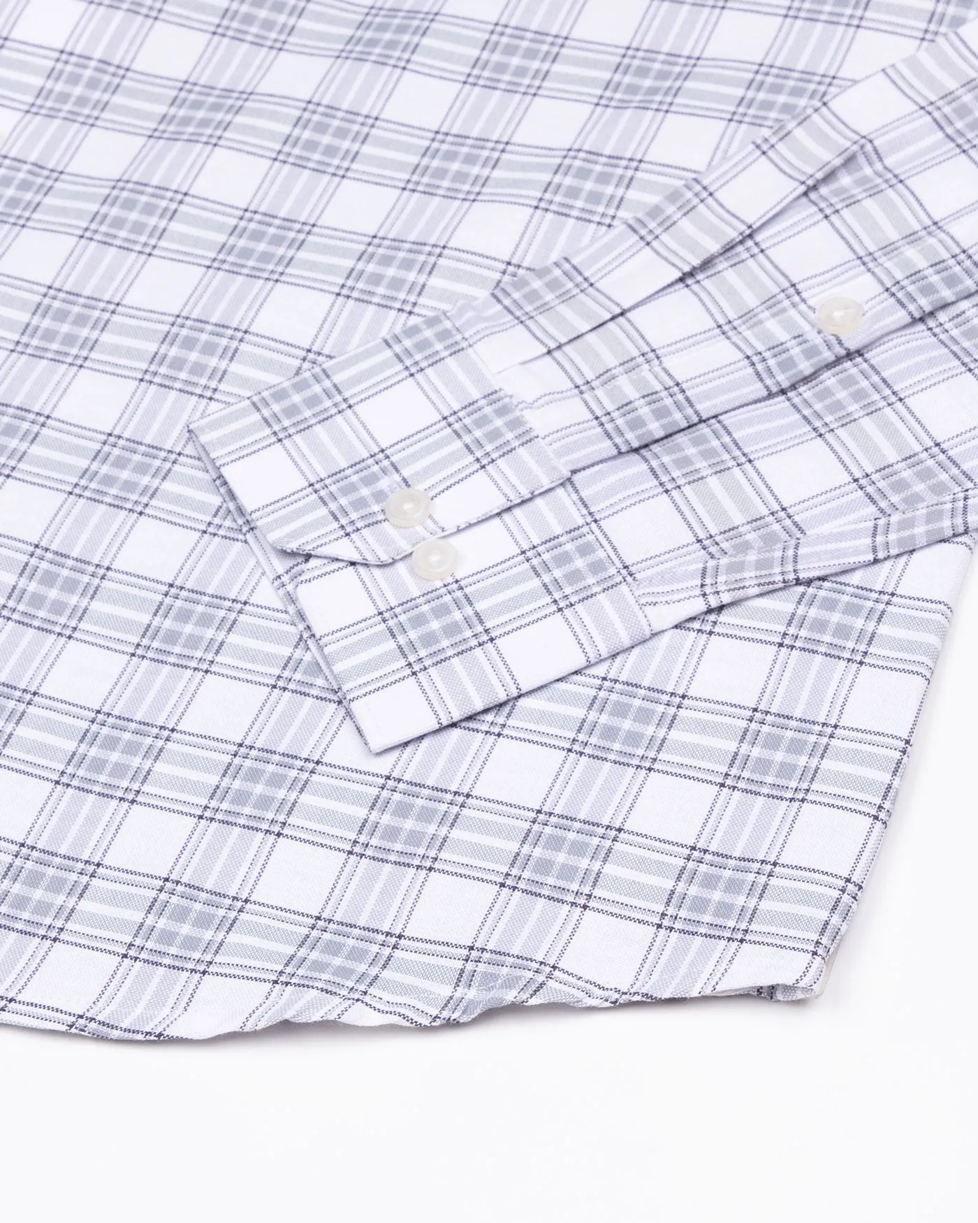 Kentar White Plaid Button Down Cotton Shirt
