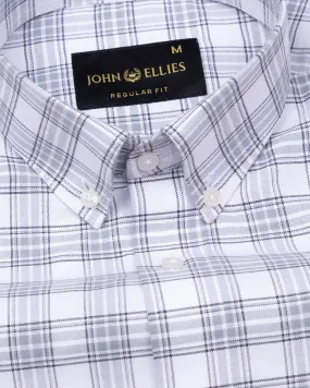 Kentar White Plaid Button Down Cotton Shirt