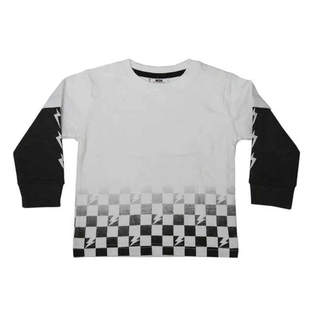 💘Kids Long Sleeve Thermal 2FER Shirt - Checkered Bolts