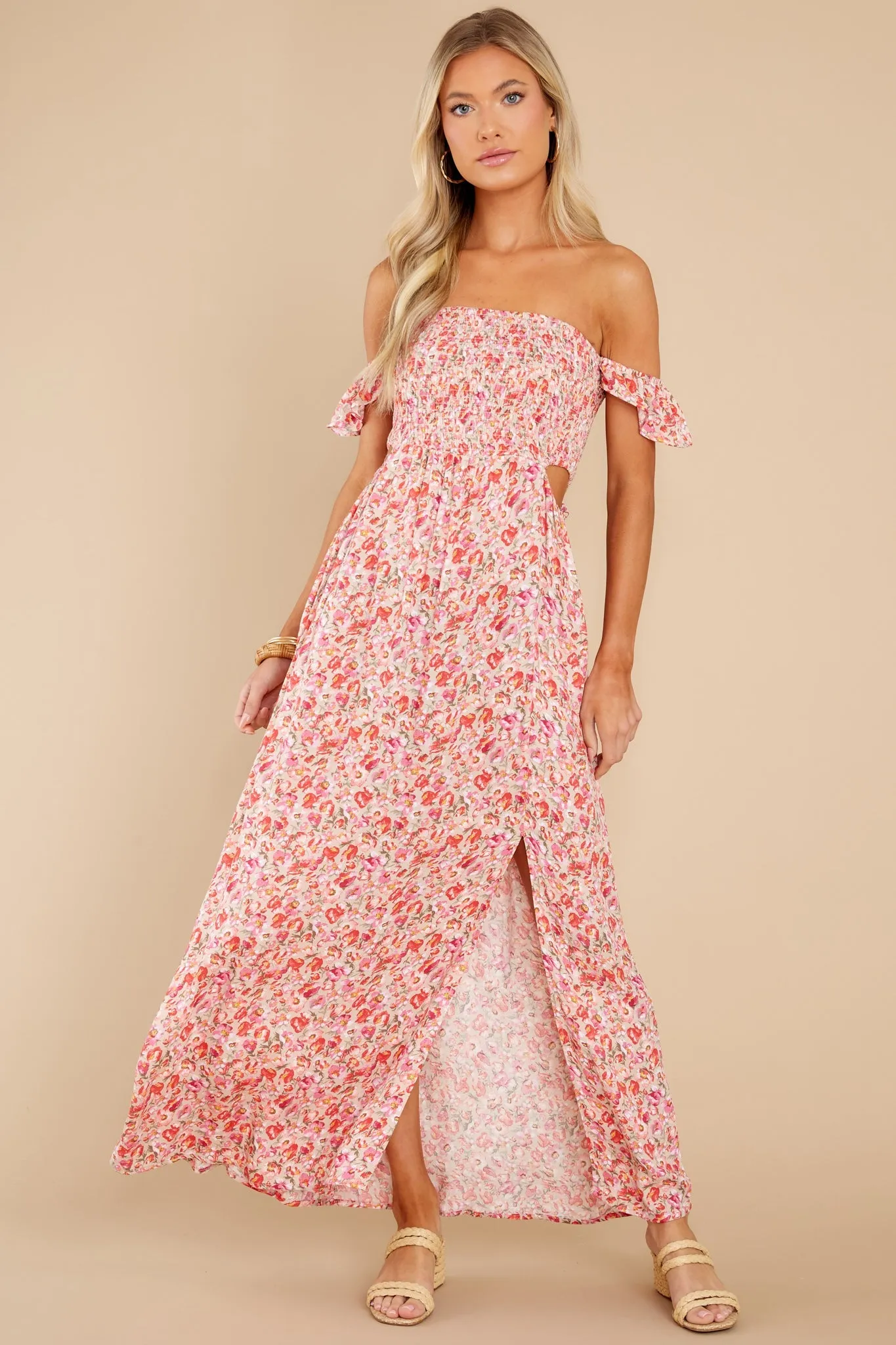 Let Love Blossom Pink Floral Midi Dress