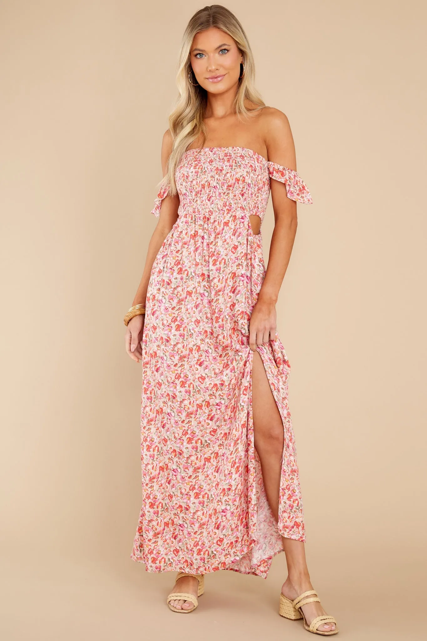 Let Love Blossom Pink Floral Midi Dress