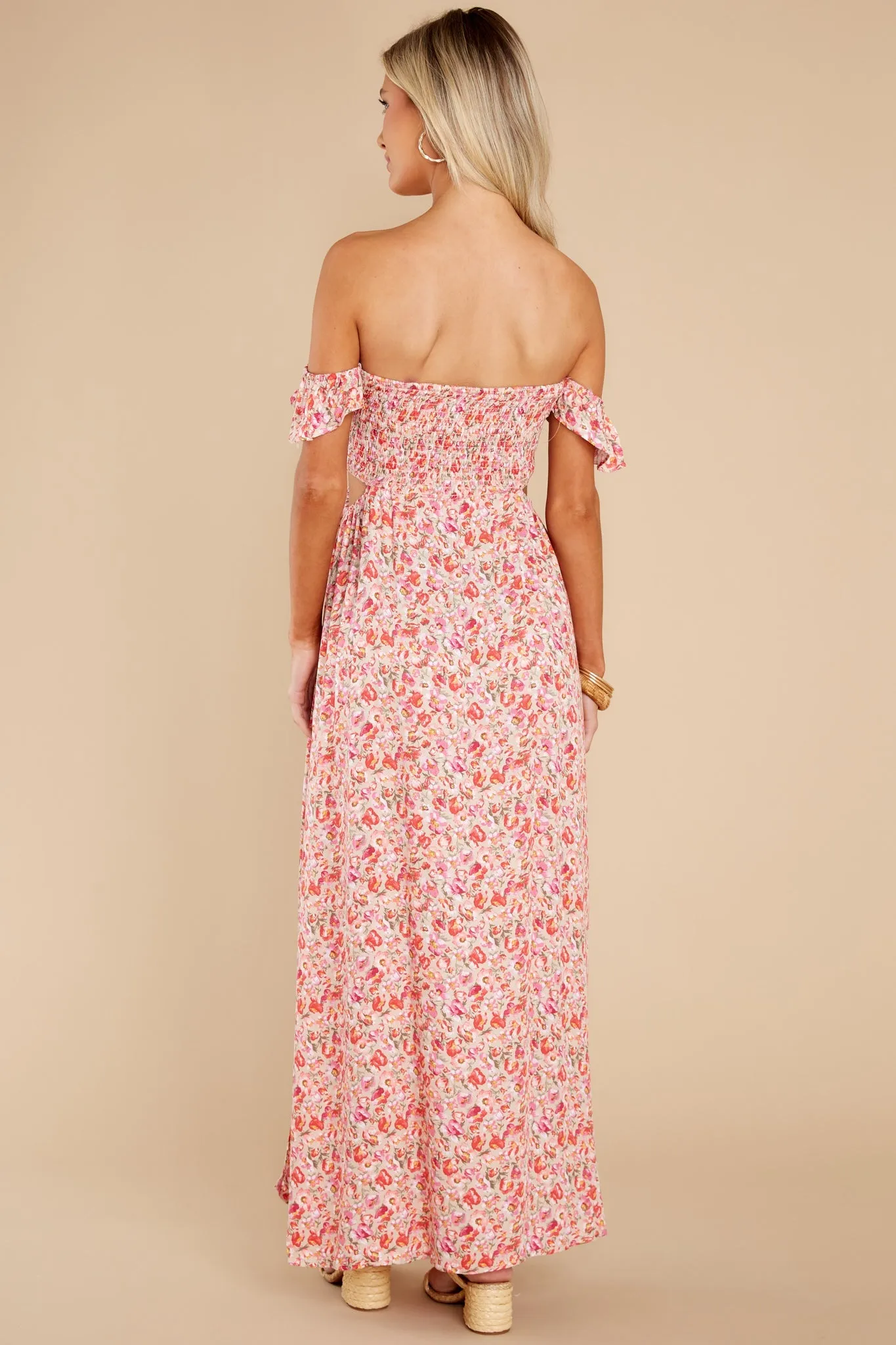 Let Love Blossom Pink Floral Midi Dress