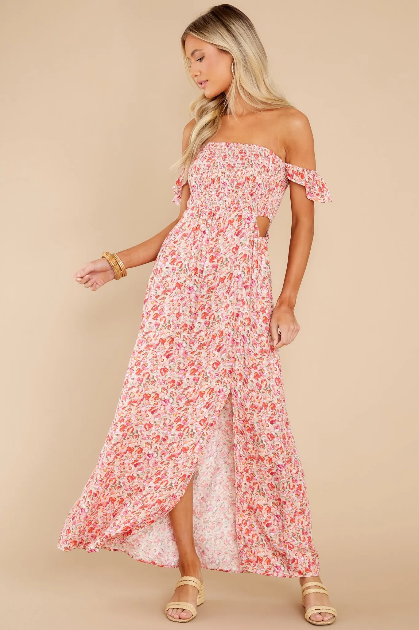 Let Love Blossom Pink Floral Midi Dress