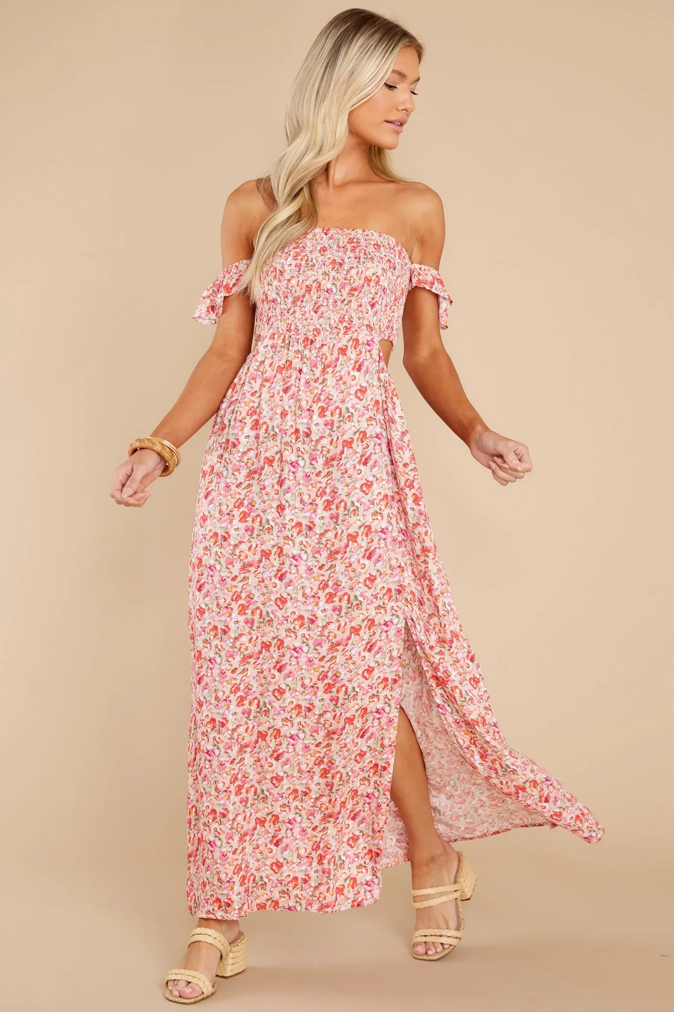 Let Love Blossom Pink Floral Midi Dress