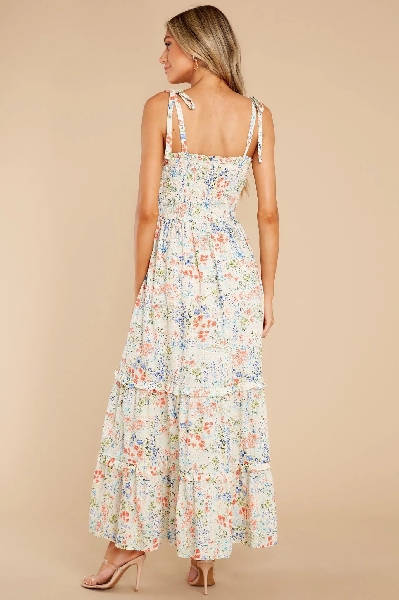 Meant To Be Mine Ivory Floral Print Maxi Dress