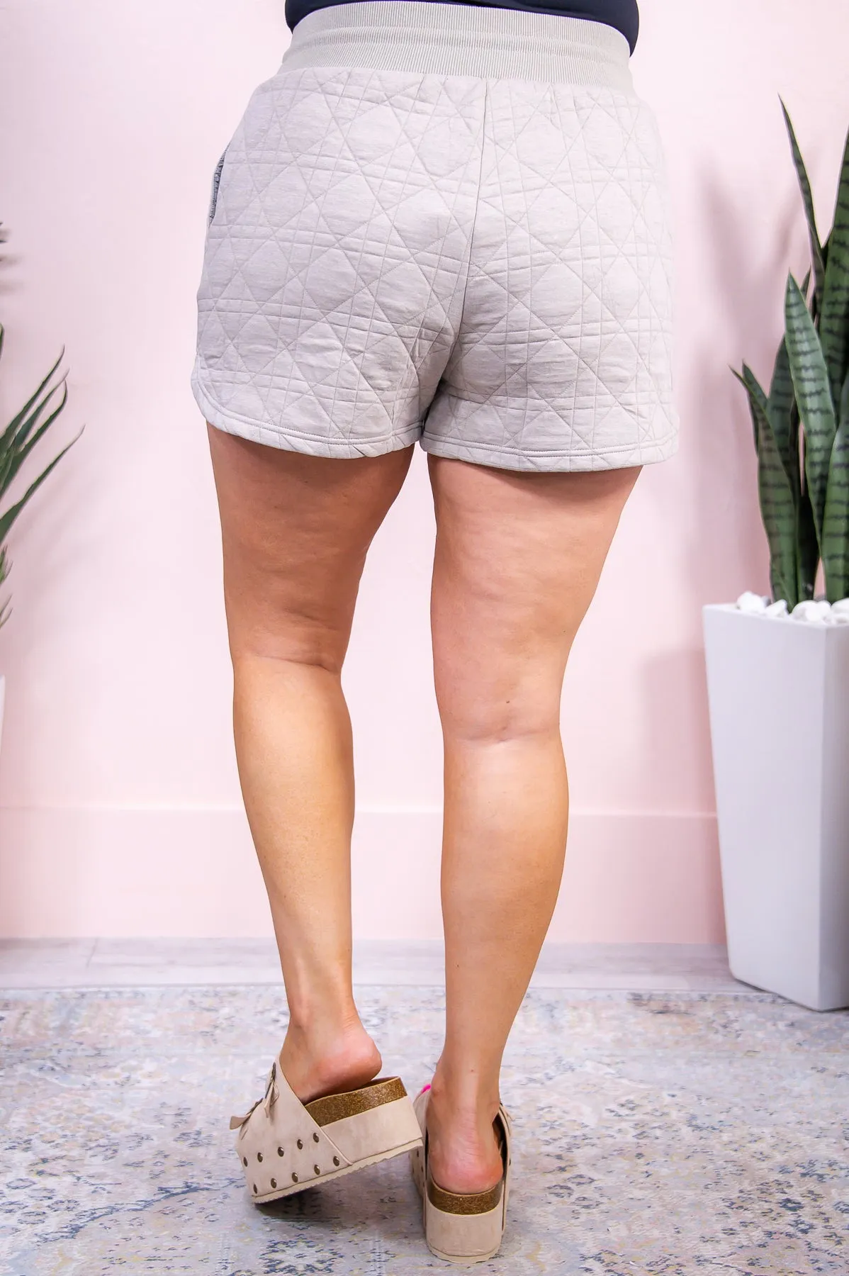 Memorable Presence Taupe Solid Quilted Shorts - I1514TA