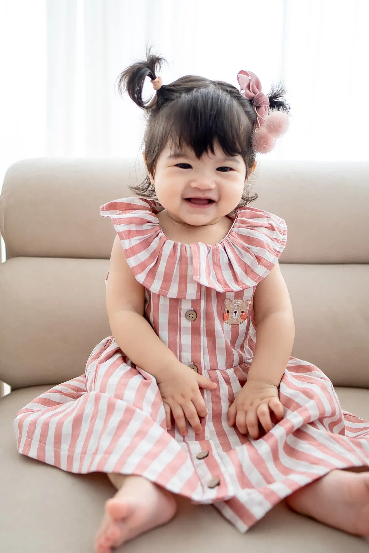NM X LEBEAR BLISS GINGHAM DRESS IN MAUVE
