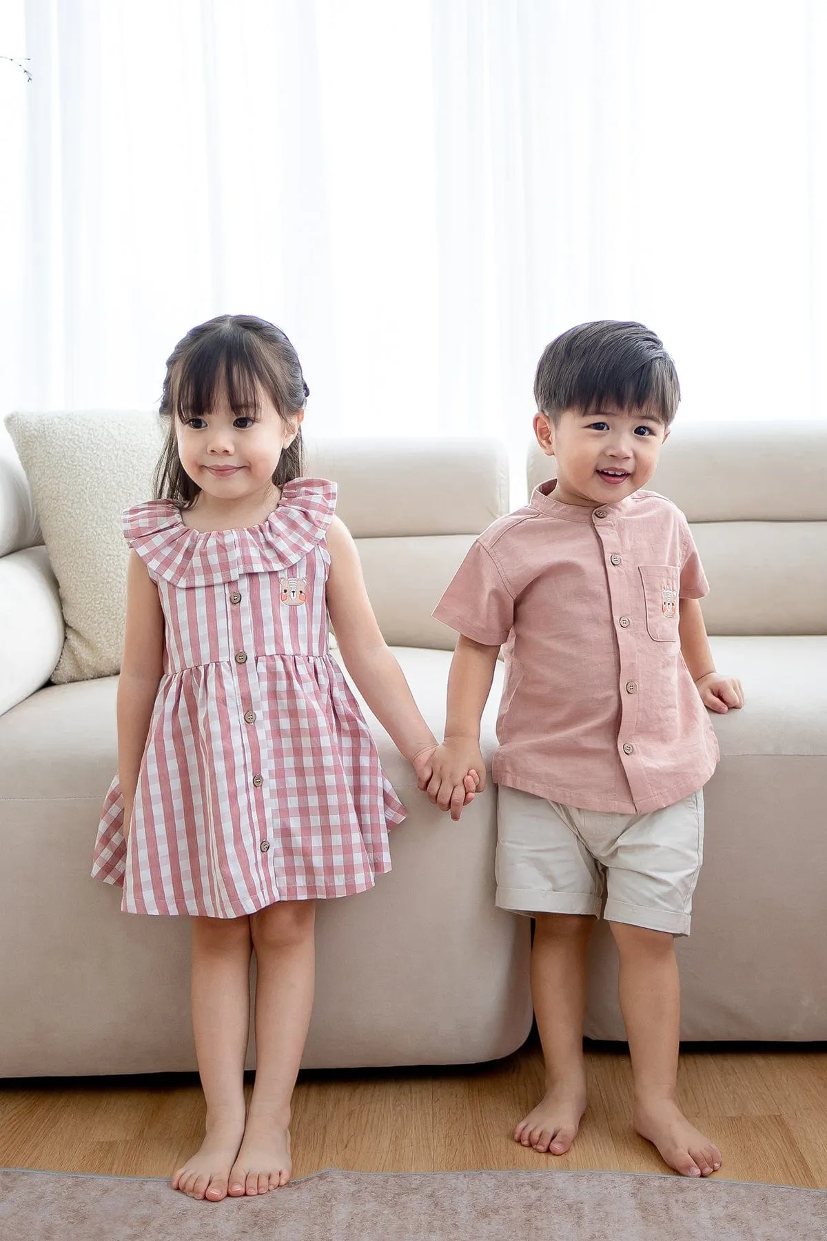 NM X LEBEAR BLISS GINGHAM DRESS IN MAUVE