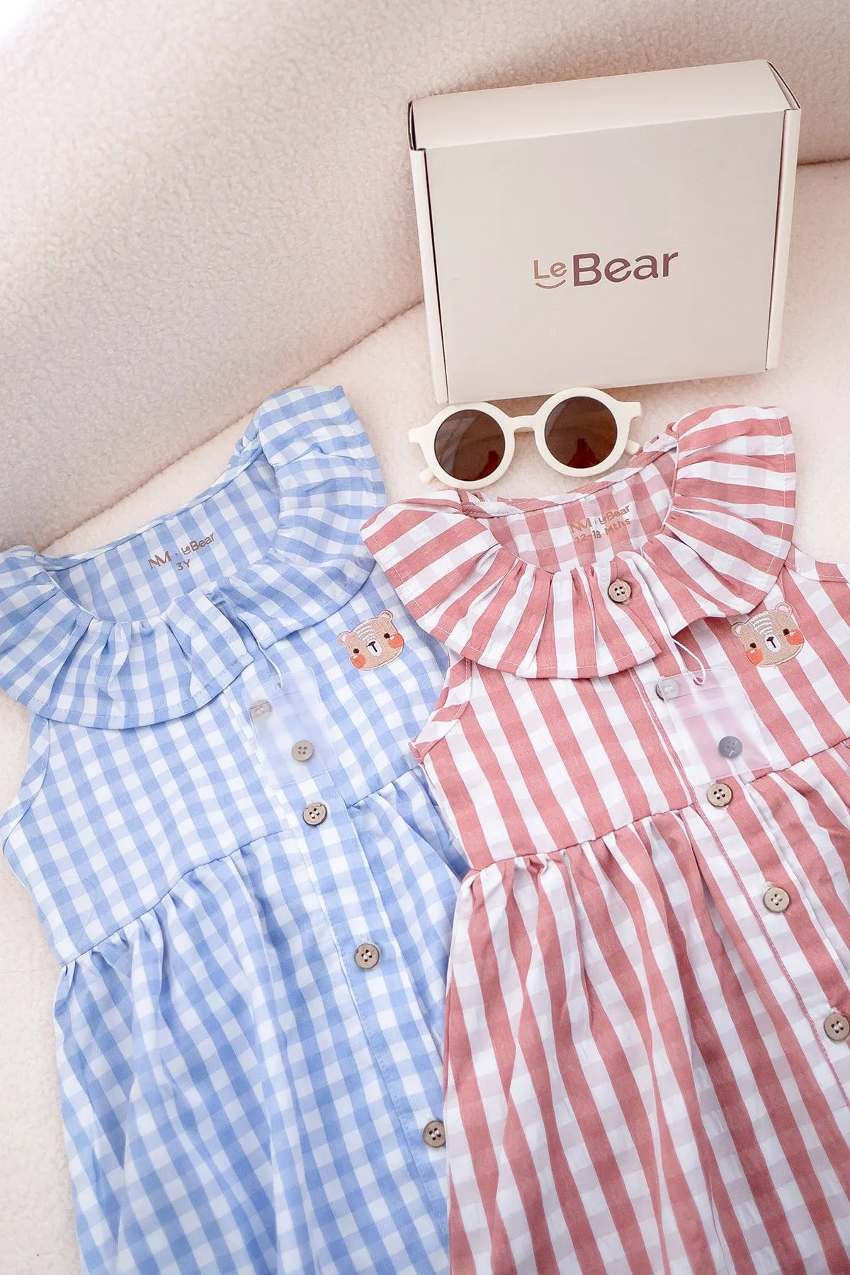 NM X LEBEAR BLISS GINGHAM DRESS IN MAUVE