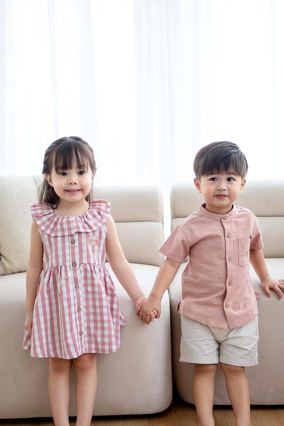 NM X LEBEAR BLISS GINGHAM DRESS IN MAUVE