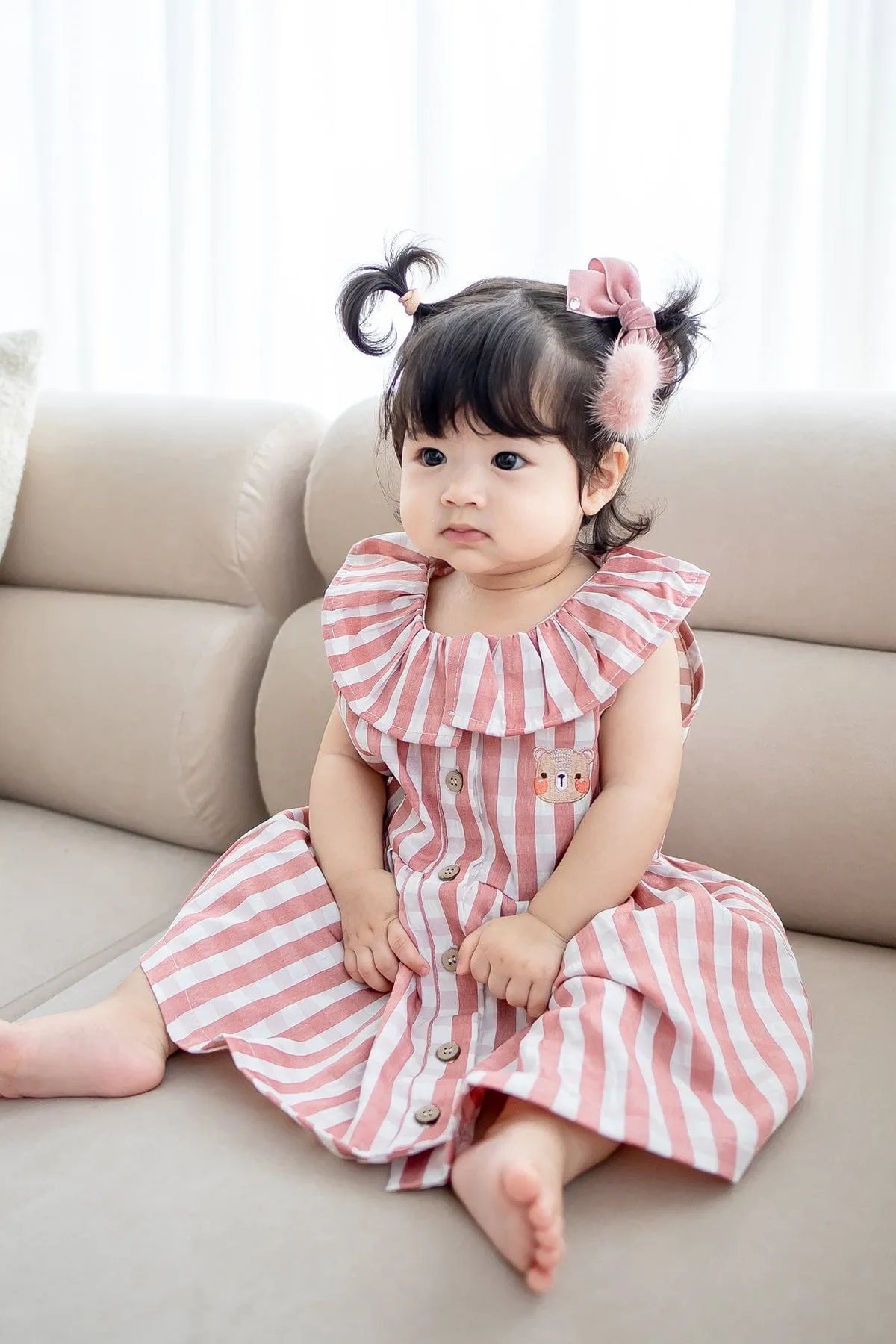 NM X LEBEAR BLISS GINGHAM DRESS IN MAUVE