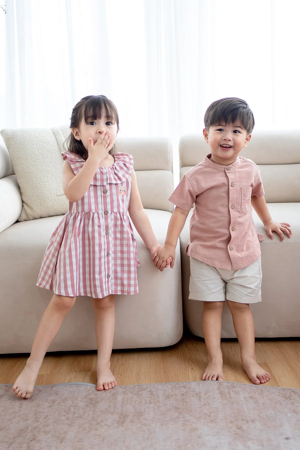 NM X LEBEAR BLISS GINGHAM DRESS IN MAUVE