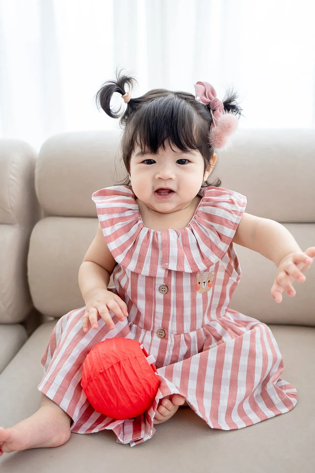 NM X LEBEAR BLISS GINGHAM DRESS IN MAUVE