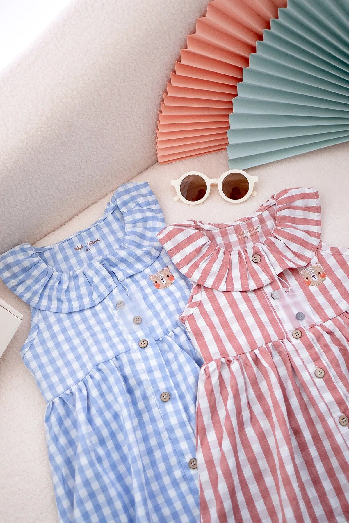 NM X LEBEAR BLISS GINGHAM DRESS IN MAUVE