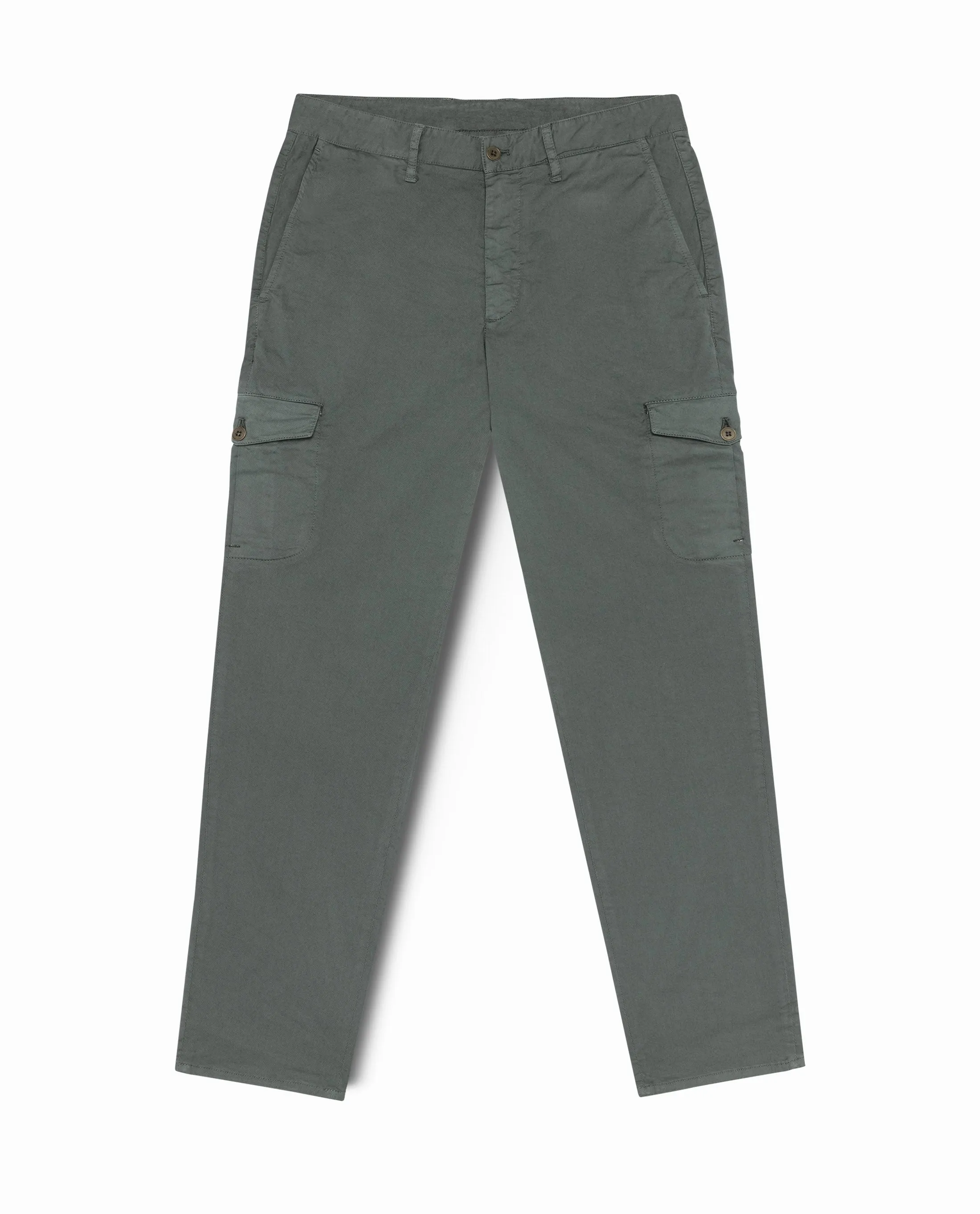 Olimpias Cotton Forest Green Garment Dyed Stretch Fine Twill