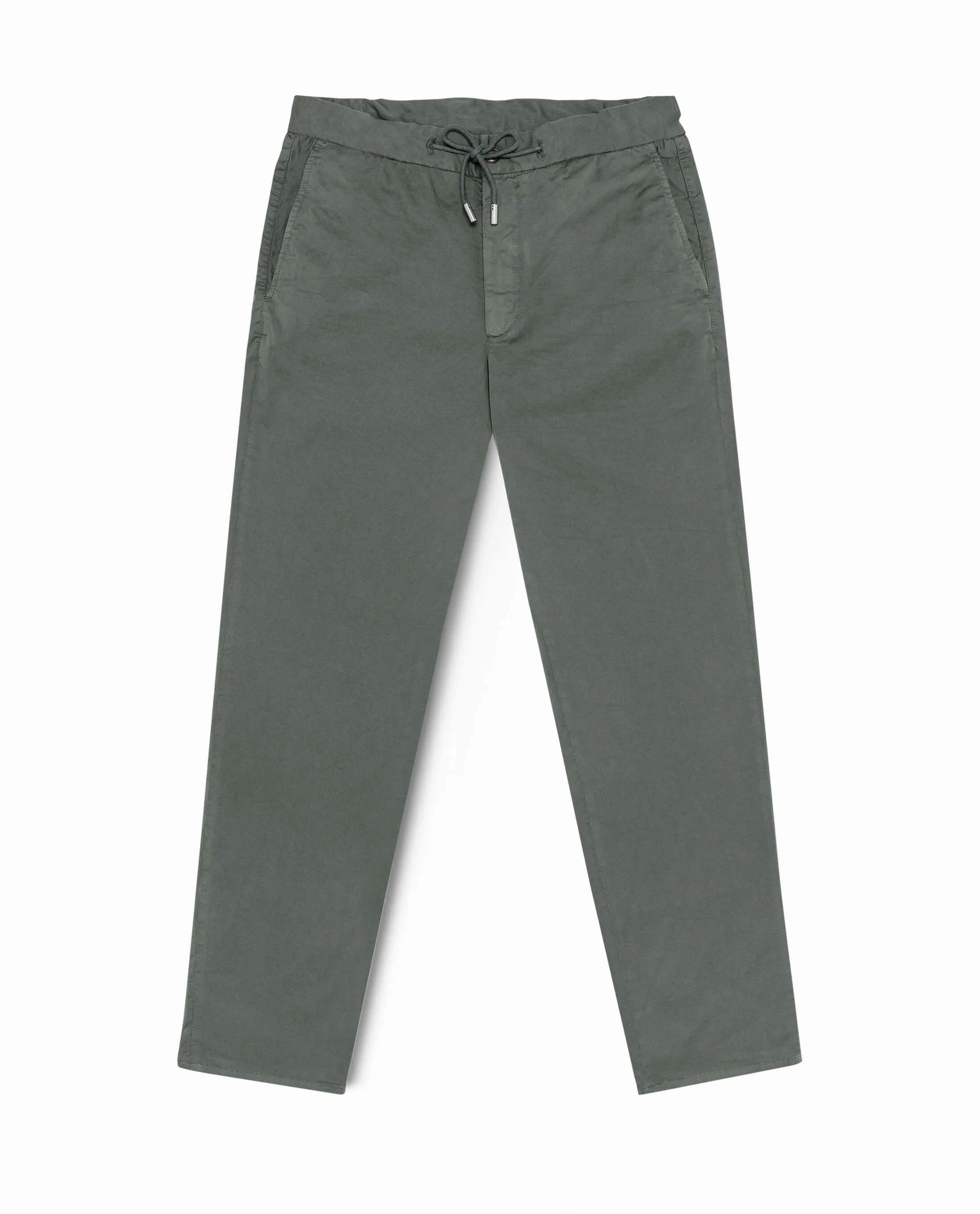 Olimpias Cotton Forest Green Garment Dyed Stretch Fine Twill