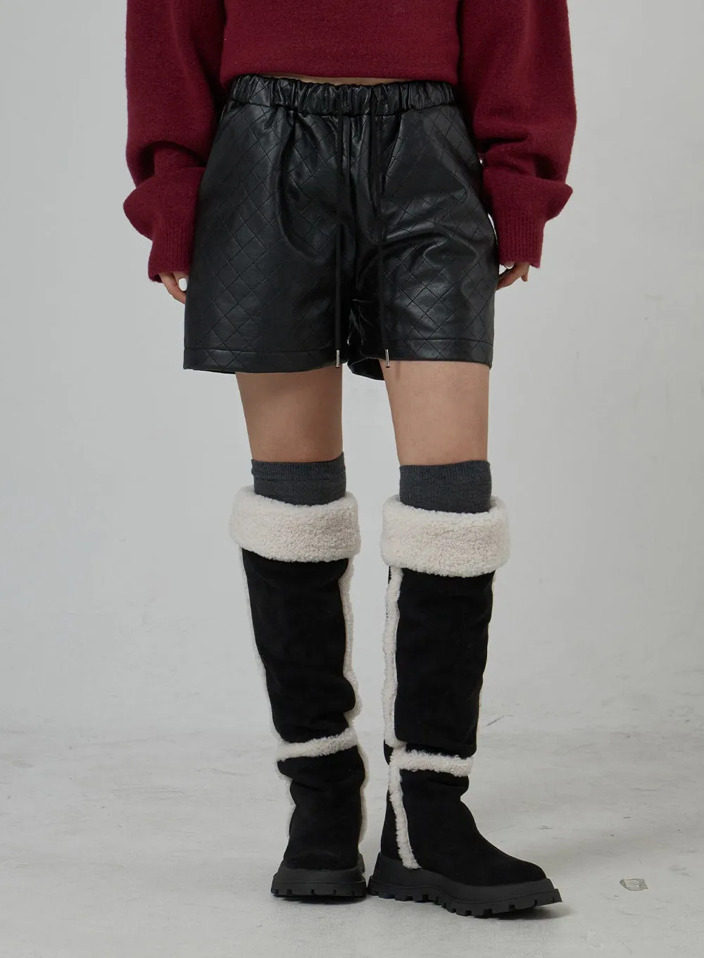 Quilted Faux Leather Shorts CD30