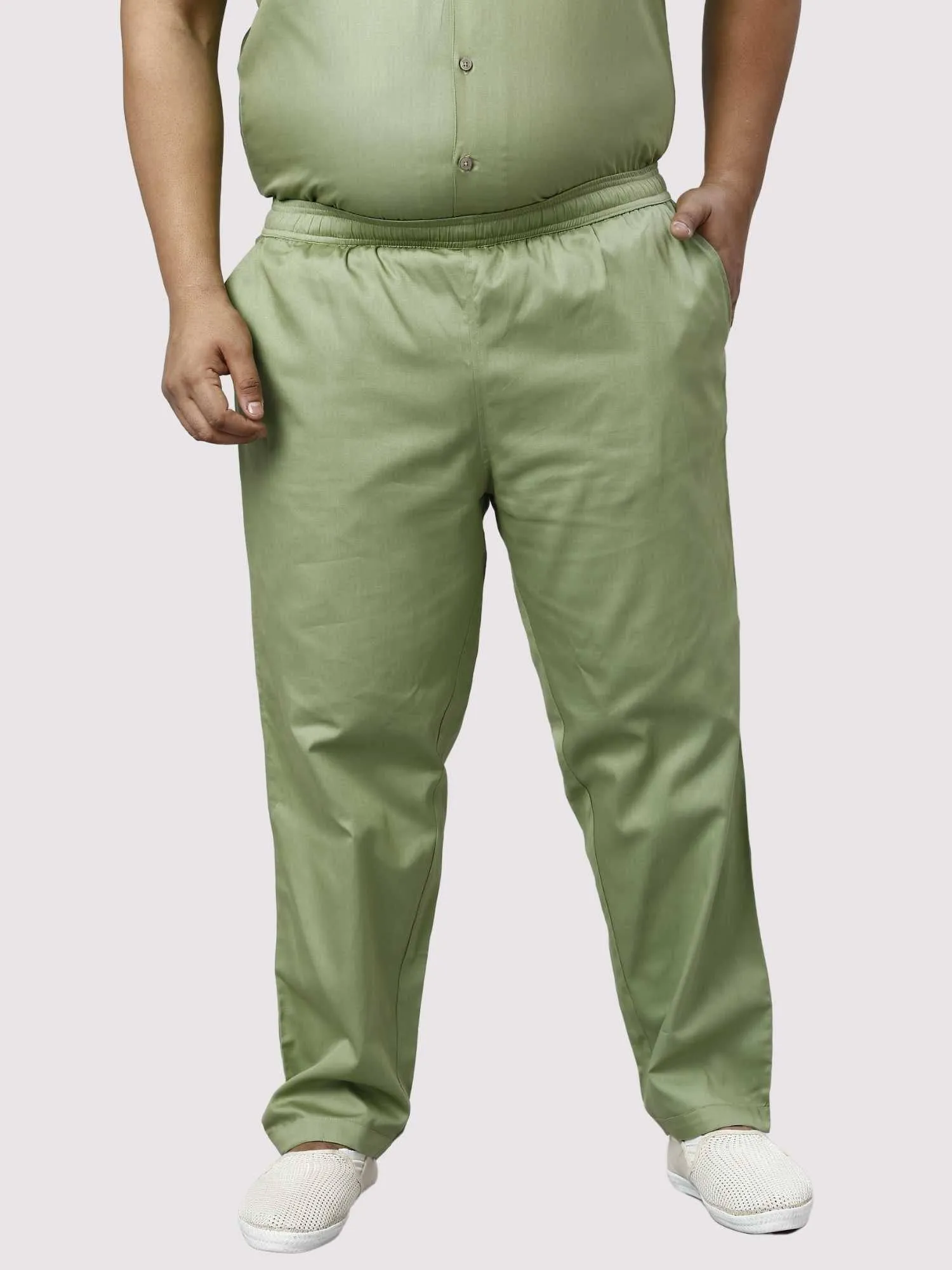 Sage Solid Green Full Co-ords Set Men's Plus Size
