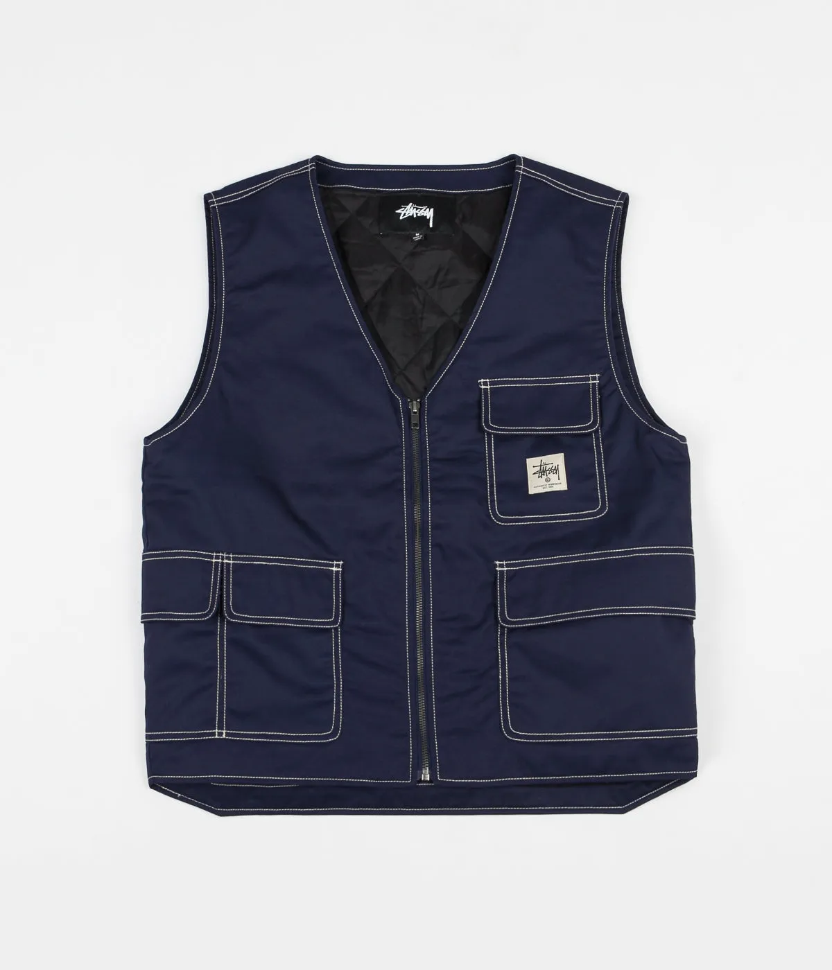 Stussy Poly Cotton Work Vest - Navy